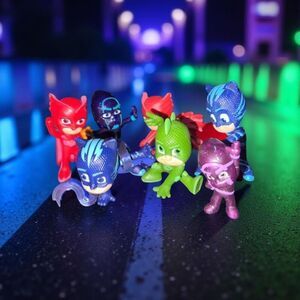 Lot #7 PJ Mask Figures (7) Gekko, Night Ninja, Ninjalino, Owlette, Catboy  B16